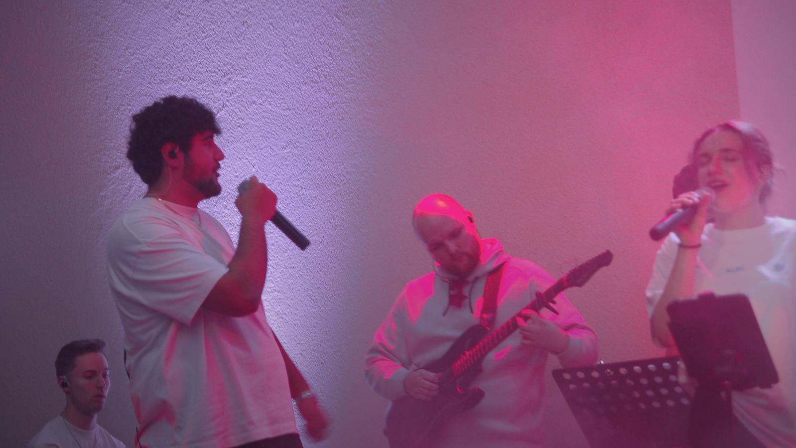 Playing music with the band